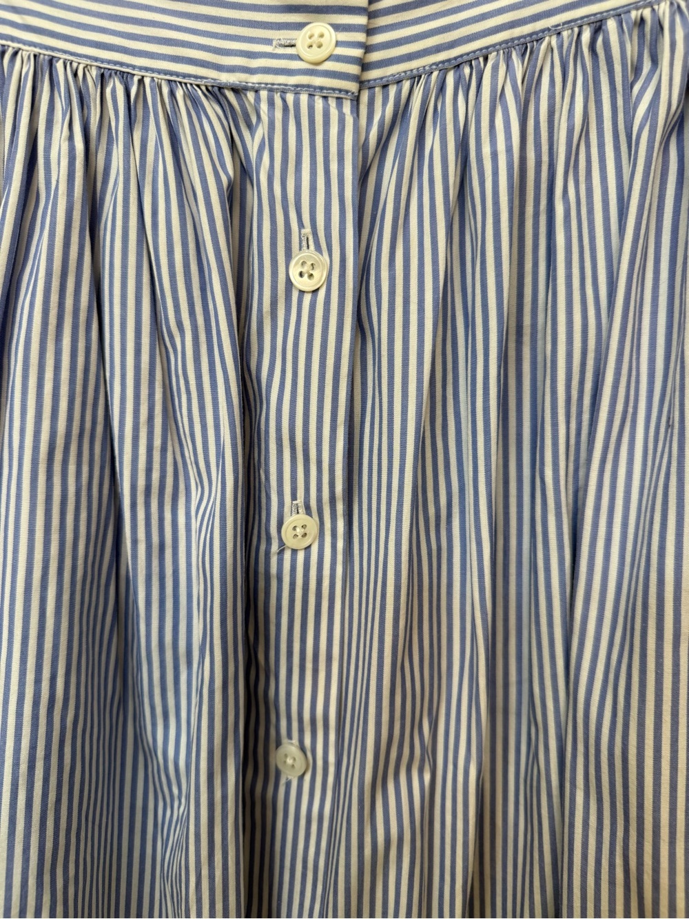 Ralph Lauren Blue and White Striped Button-Front Midi Skirt - Picture 3 of 8